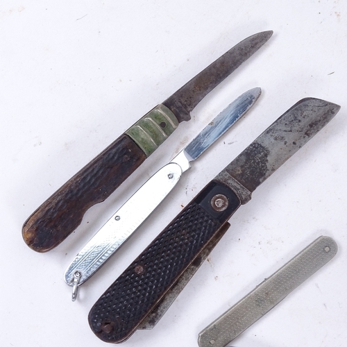 144 - A group of various penknives and folding knives, including staghorn-handle example