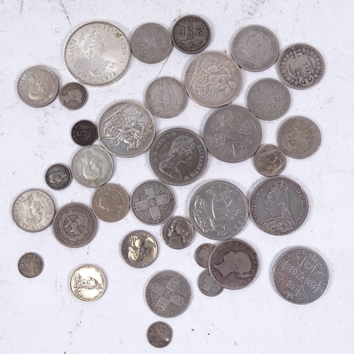 160 - Various British and world coins, including some silver, dollars etc