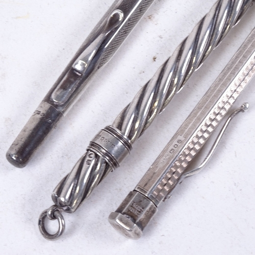 161 - An early 20th century Sampson Mordan & Co silver twist cane propelling pencil, and 2 other silver pr... 