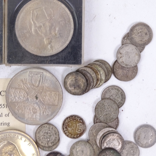 179 - Various British and world coins, including 1937 crown, half crown etc