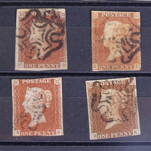 182 - GB - 1841 Imperforate One Penny Reds (10 copies) all cancelled with Black Maltese Crosses, on stock ... 