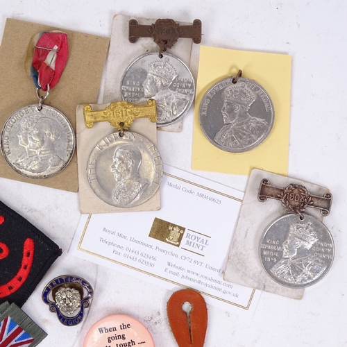 193 - Various medals, medallions and badges, including enamelled British Legion badge, Golden Jubilee meda... 