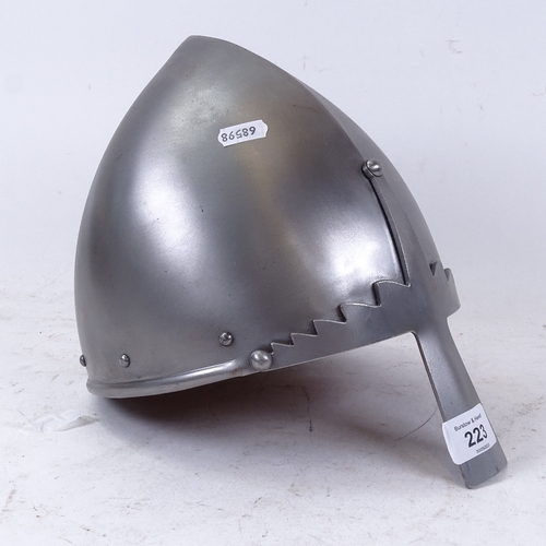 223 - A handmade steel military re-enactment Spangenhelm helmet, 16 gauge steel