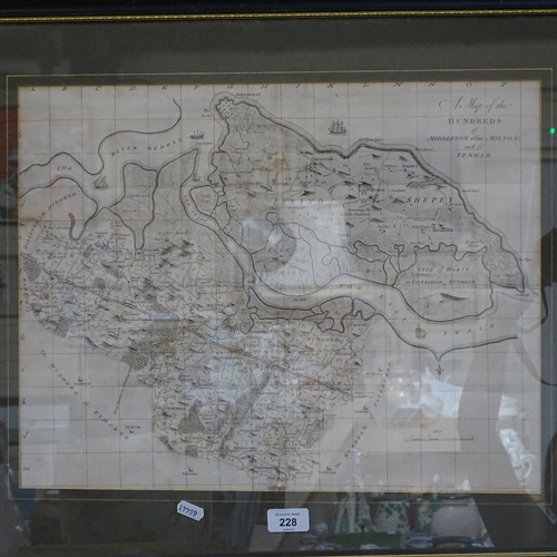 228 - An Antique map of the Hundreds of Middleton alias Milton and of Tenham, 18th century, 37cm x 48cm