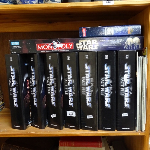 243 - Star Wars collectables, including the Official Star Wars Fact File in bound volumes, Star Wars Monop... 