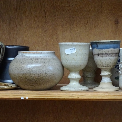 257 - A shelf of Studio pottery