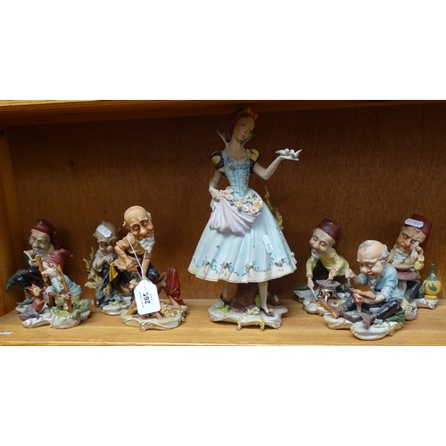 265 - Capodimonte porcelain group, Snow White and the Seven Dwarfs, Snow White height 30cm