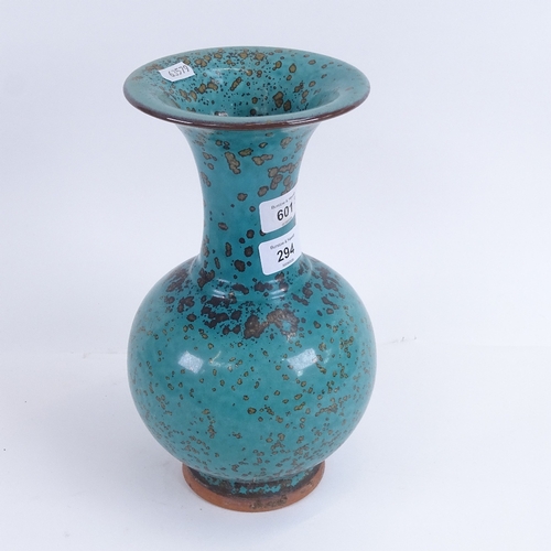 294 - A Chinese pottery vase with speckled turquoise glaze, 29cm