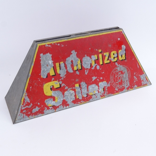 295 - A Diesel Workwear printed wood advertising sign, on galvanised metal stand, overall height 87cm