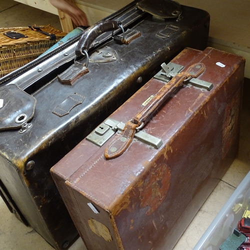 346 - 2 Vintage leather suitcases