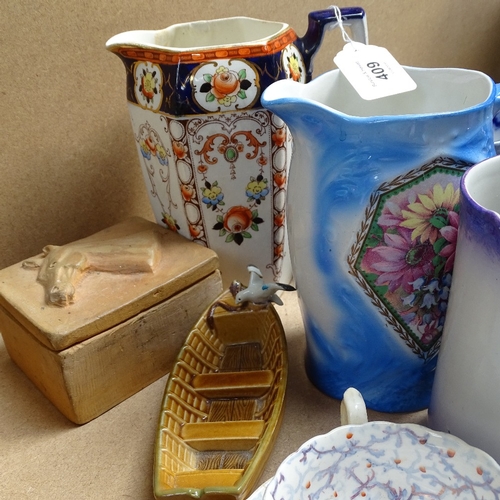 409 - Jugs, teapots, comport etc