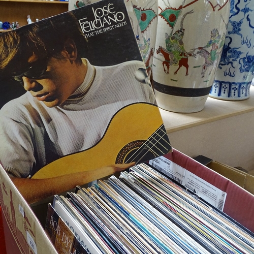 420 - A box of Vintage LPs, including Moody Blues, Phil Collins, and Bob Dylan