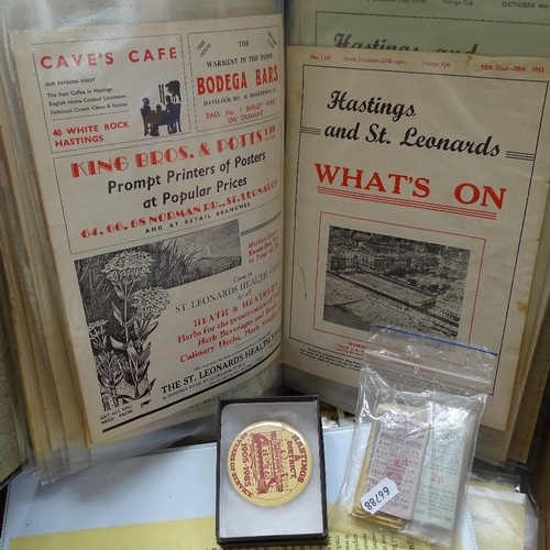 423 - A box of Hastings ephemera, including brochures, programmes, bus tickets etc