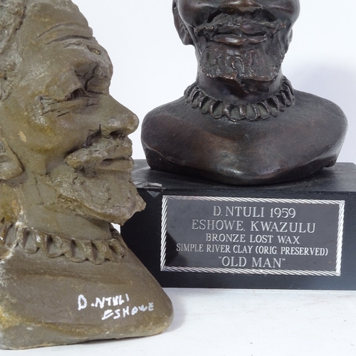 453 - D Ntuli, bronze sculpture together with its clay model, old man, both signed, bronze, is dated 1959 ... 