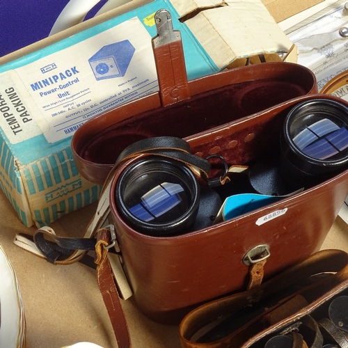 468 - 2 pairs of cased Carl Zeiss Jena binoculars, leather-cased Ross Royal Marines binoculars, clock keys... 