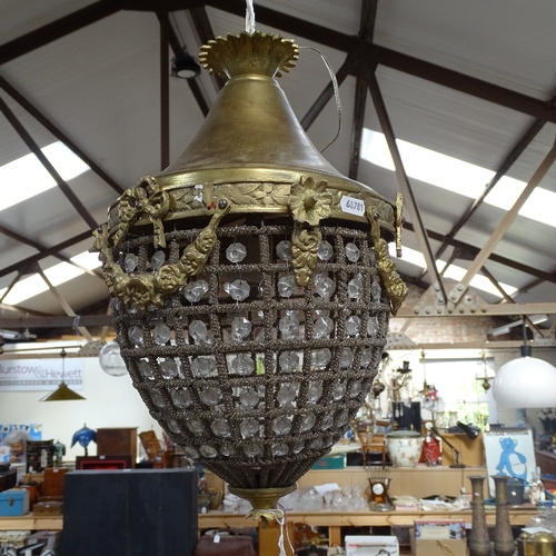 500 - A gilt-brass mounted circular light fitting, height 40cm