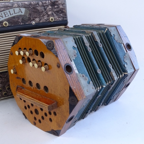 502 - Tonella piano accordion and a 19th century stained wood-cased accordion (2)