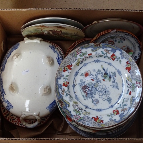 541 - A quantity of Victorian and later Ironstone plates and other china (boxful)