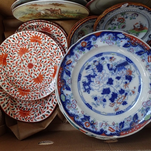 541 - A quantity of Victorian and later Ironstone plates and other china (boxful)