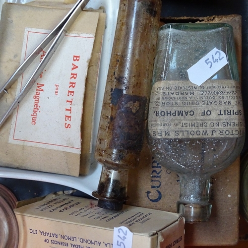 542 - A collection of medical related items, including laboratory equipment, chemist's jars, ceramic devel... 