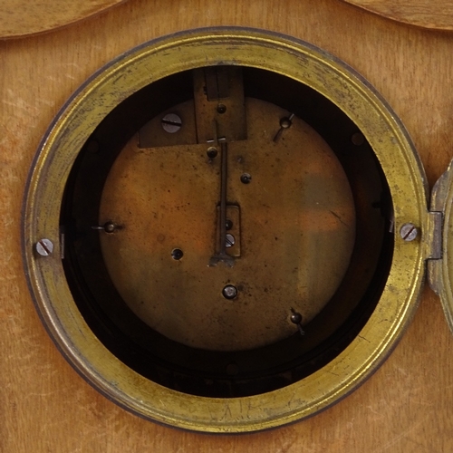 547 - An Edwardian mahogany-cased mantel clock with enamel dial, 8-day movement, height 27cm