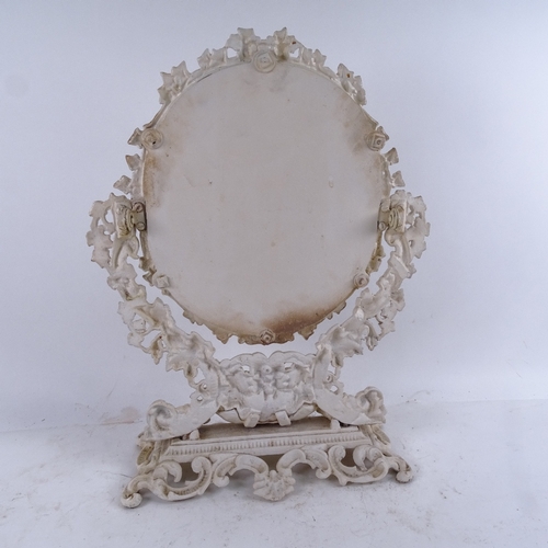 550 - WITHDRAWN A Victorian cast-iron vine design swing mirror on stand, overall height 50cm