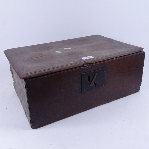 568 - A small early 18th century oak Bible box, length 44cm