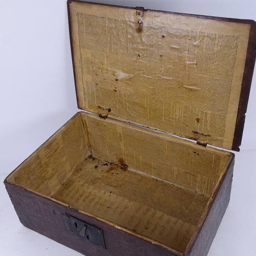 568 - A small early 18th century oak Bible box, length 44cm