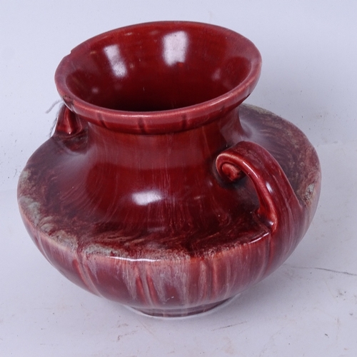 574 - Pilkingtons Royal Lancastrian red glaze pottery 2-handled vase, height 13cm