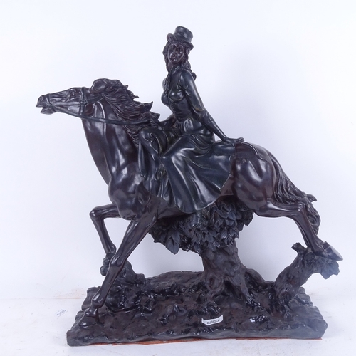 603 - A composition study of a lady riding a horse, height 45cm