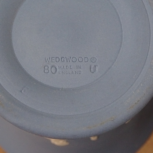 604 - A group of Wedgwood Jasperware items, and a Dudson biscuit barrel with plated mount and swing handle