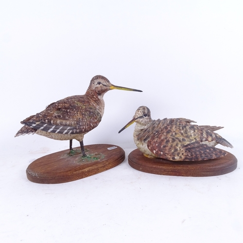 605 - A pair of Capodimonte porcelain studies of snipe, mounted on wooden plinths, limited edition 244/100... 