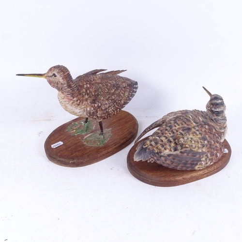 605 - A pair of Capodimonte porcelain studies of snipe, mounted on wooden plinths, limited edition 244/100... 