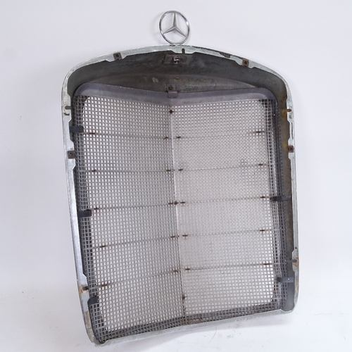 63 - A Vintage chrome Mercedes-Benz car radiator grille, height excluding badge 65cm