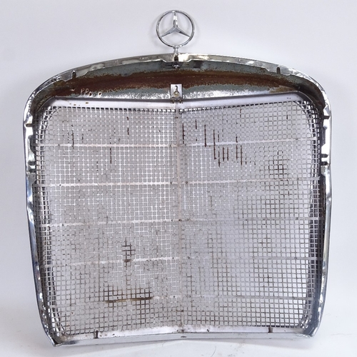 64 - A Vintage chrome Mercedes-Benz car radiator grille, height excluding badge 60cm