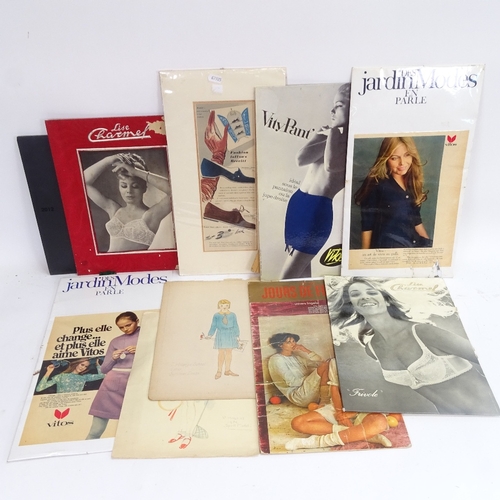 85 - Various Vintage fashion items, including advertising signs, clothing and a bag (boxful)