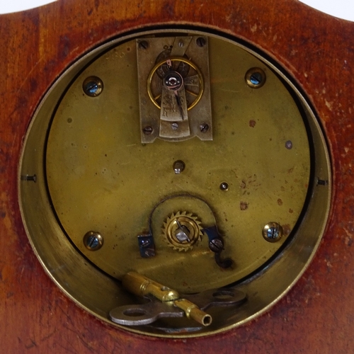 696 - An Edwardian inlaid mahogany mantel clock, height 22cm