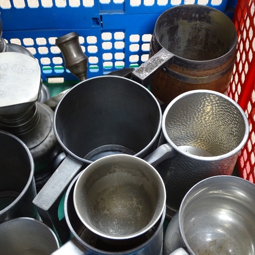 731 - Pewter mugs and goblets, and a jelly mould