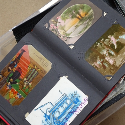 735 - A box of photograph albums, travel souvenir ephemera etc