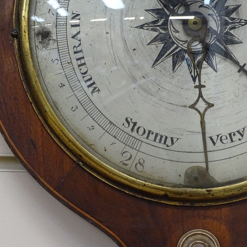 753 - A 19th century mahogany and rosewood wheel barometers/thermometers, signed Plum Maidenhead 94cm