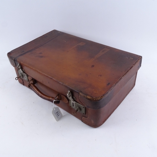 772 - A Vintage leather weekend case, with fitted interior and original chrome fittings etc, 43.5cm across