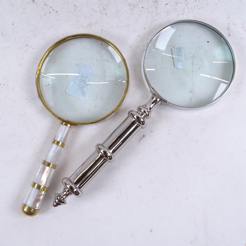 786 - Magnifying glass with plated handle, 26cm, and another smaller magnifying glass