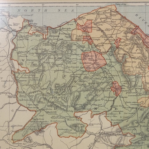 816 - A small framed hand coloured map of Flintshire, 26.5cm x 28cm overall, and 2 other maps of Flintshir... 