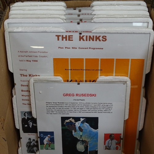 823 - A collection of framed concert programmes, including 1962 Billy Fury, 1966 Kinks at the Fairfield Ha... 