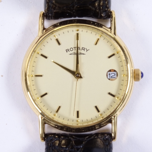 869 - A lady's Rotary gold plated wristwatch, a gent's Rotary wristwatch, pearl necklace, coins etc