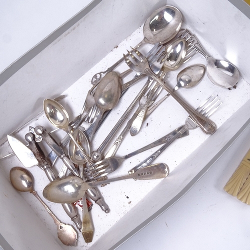 890 - A quantity of Victorian ivory-handled cutlery, Art Nouveau spoons etc