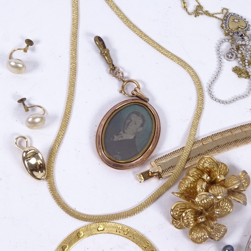 892 - A box of gilt-metal and other costume jewellery, pendants etc