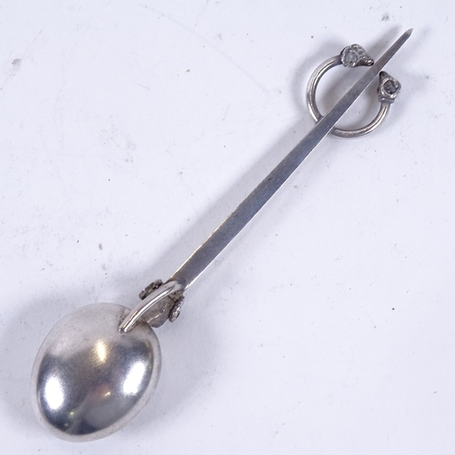 913 - A Danish Art Nouveau silver sauce ladle, and an unmarked white metal Viking Revival spoon, largest l... 