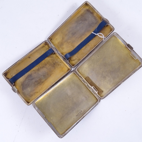 917 - 2 rectangular engine turned silver cigarette cases, 11oz