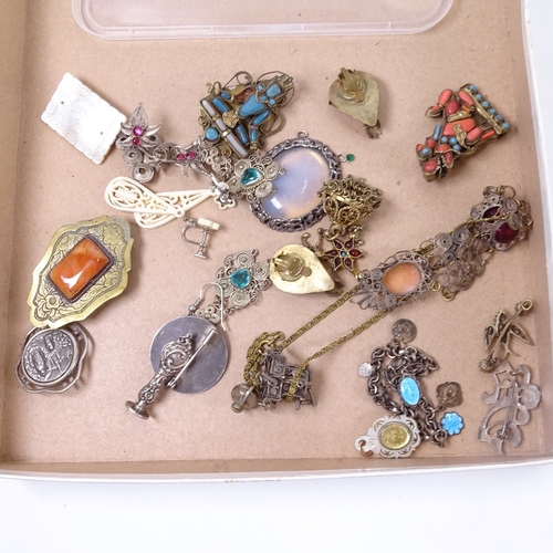 929 - A quantity of jet jewellery, hairpins, stone set Ethnic jewellery etc